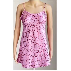 Victoria's Secret Angels Satin Babydoll Slip Dress M Pink Red Roses Valentines